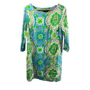 Tommy Hilfiger Womens Pastel 3/4 Sleeve Floral Paisley Retro Shift Dress Size M